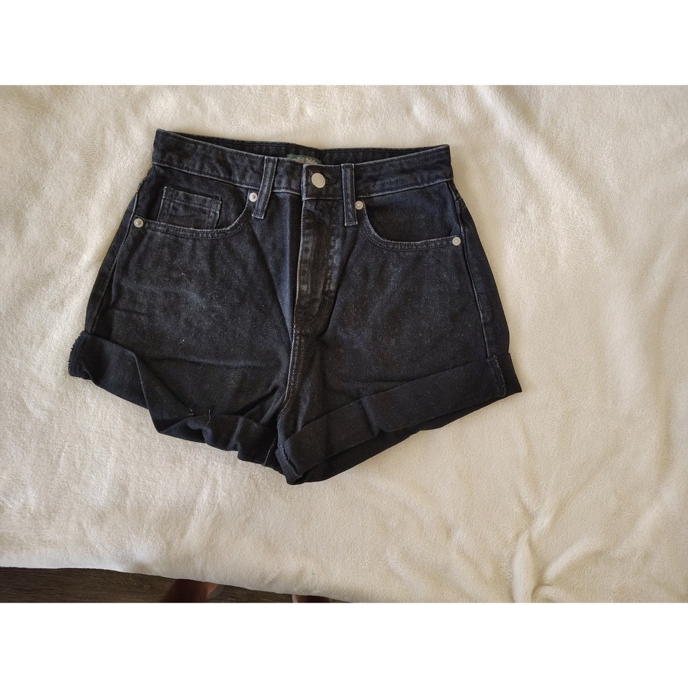 Wild Fable Black High‎ Waisted Denim Shorts Cuffed Hem Size 0 25R